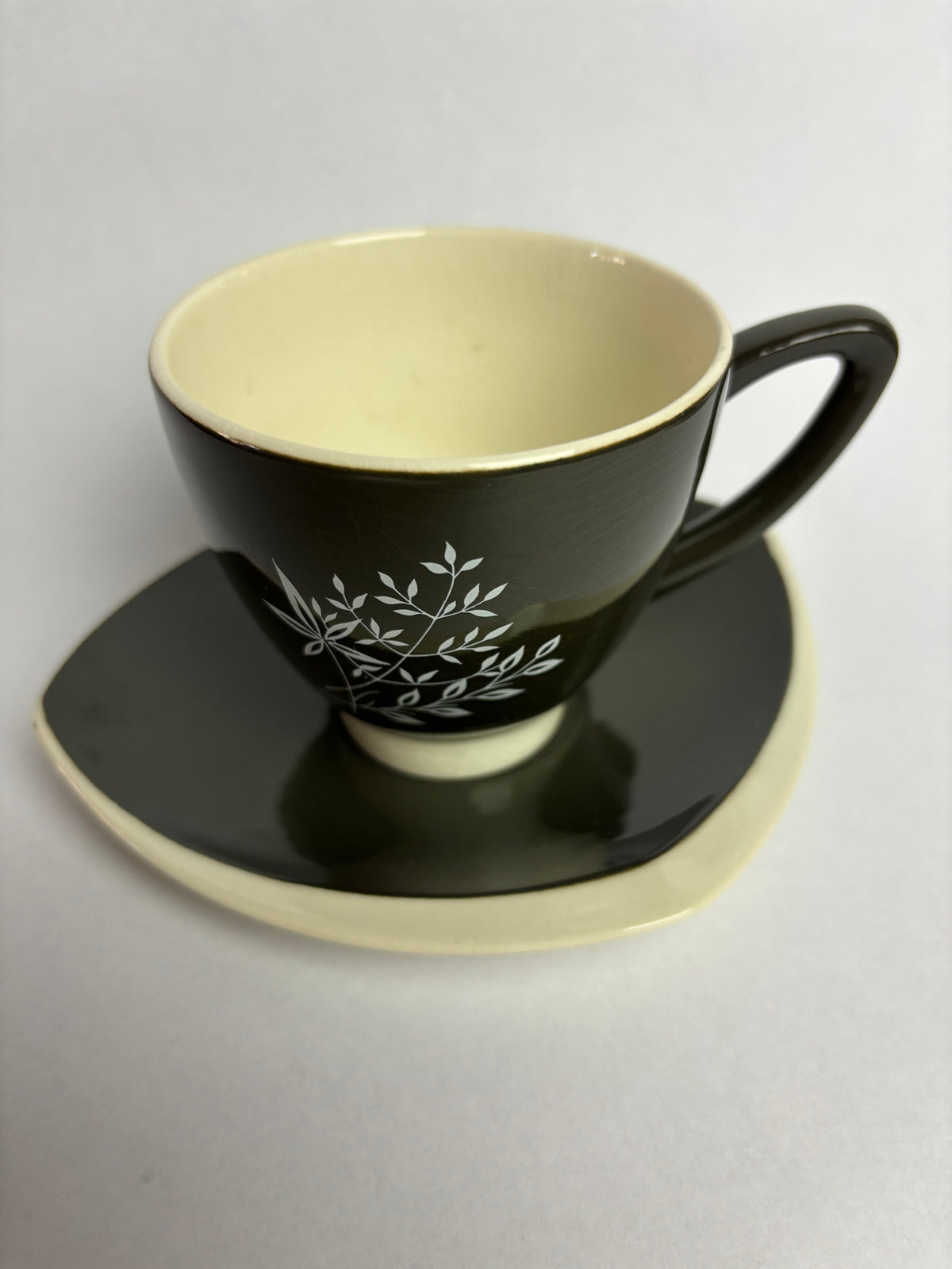 Carlton Ware ‘Boomerang’ Tea Set – Mid Century Australian Design – Charcoal & White