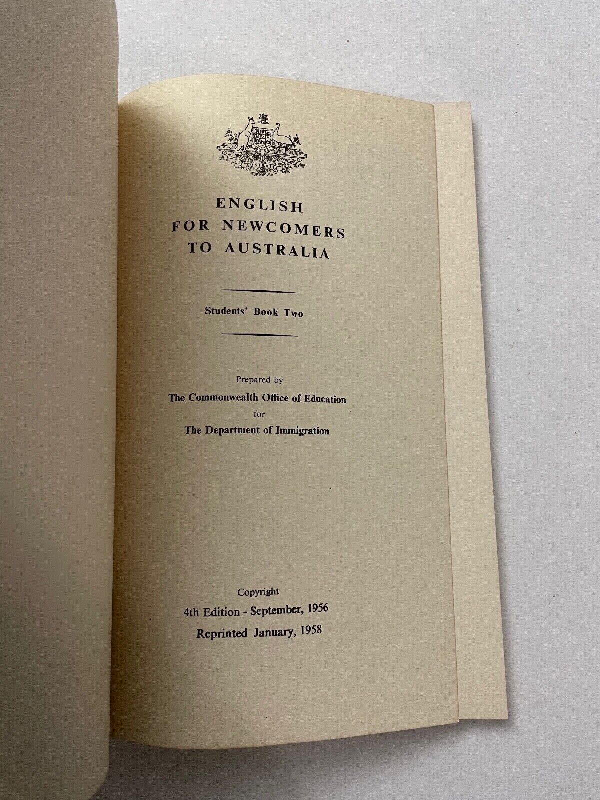 English for Newcomers to Australia, Students Book 2, 1958 Immigration History