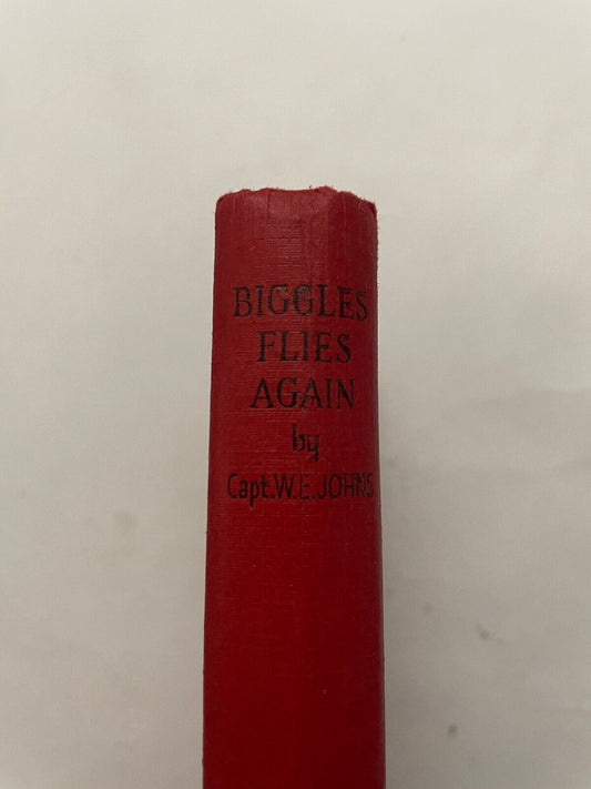 BIGGLES FLIES AGAIN by Captain  W E JOHNS  (Hardcover, c1950s)