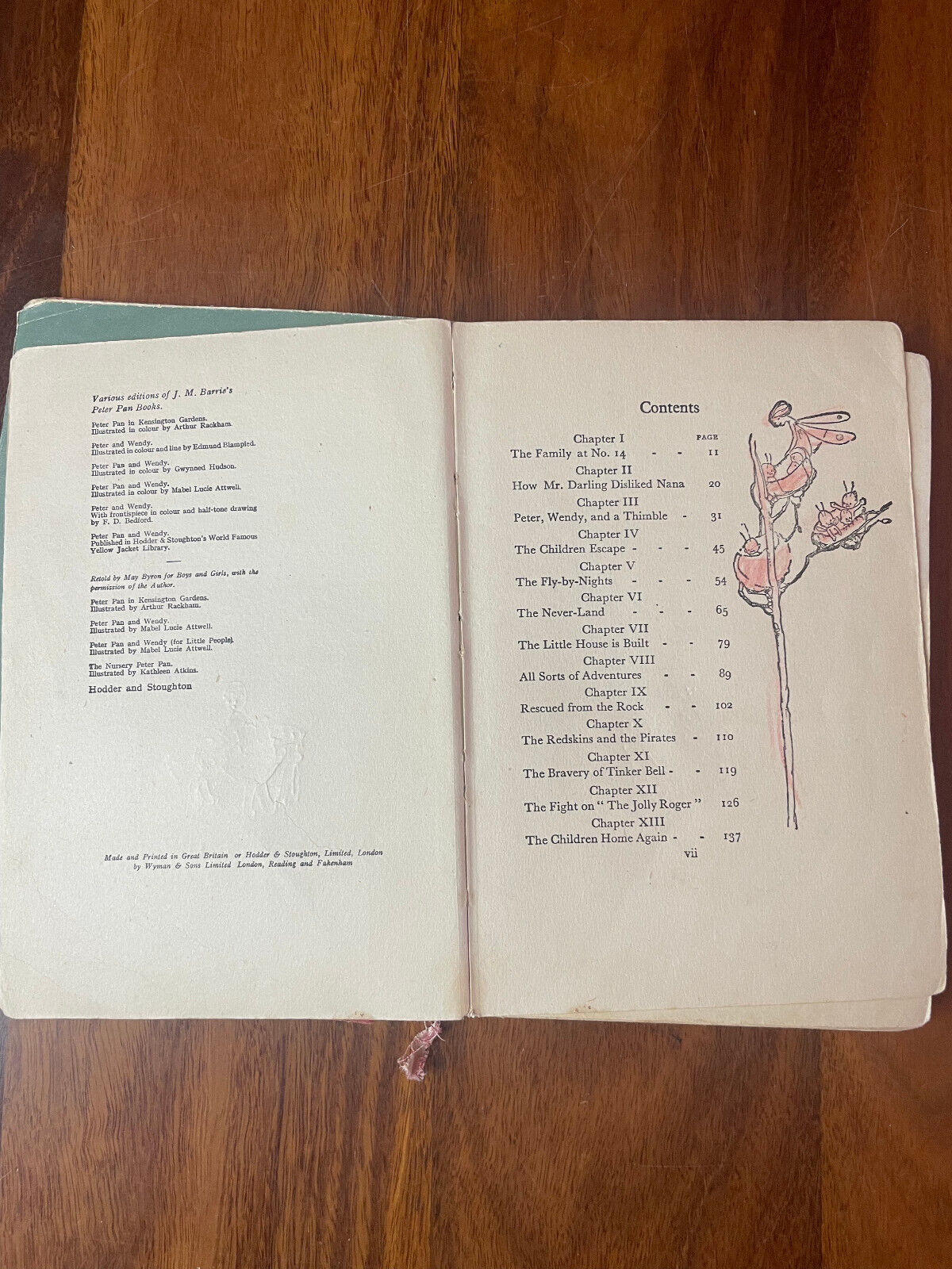 J.M Barrie's PETER PAN and WENDY Retold by May Byron Mabel Lucie Attwell 1945