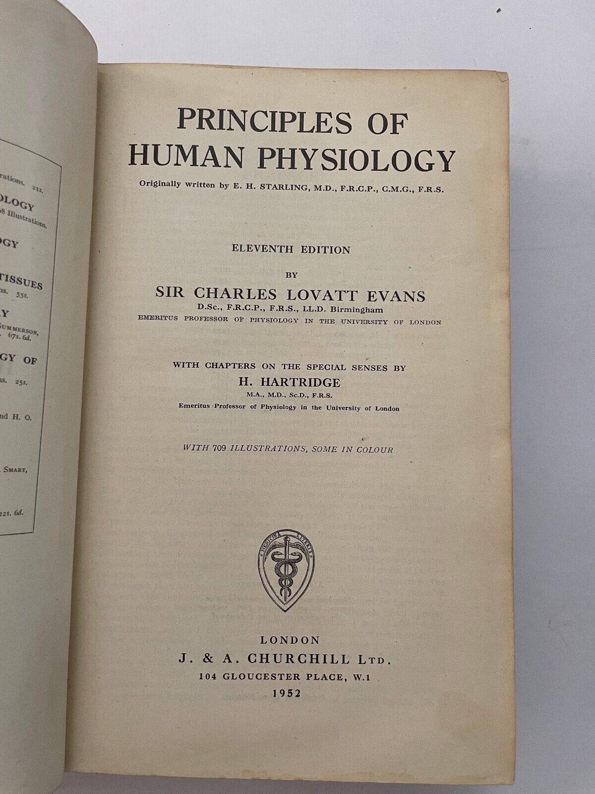 Principles of Human Physiology Lovatt Evans 11th edition 1952