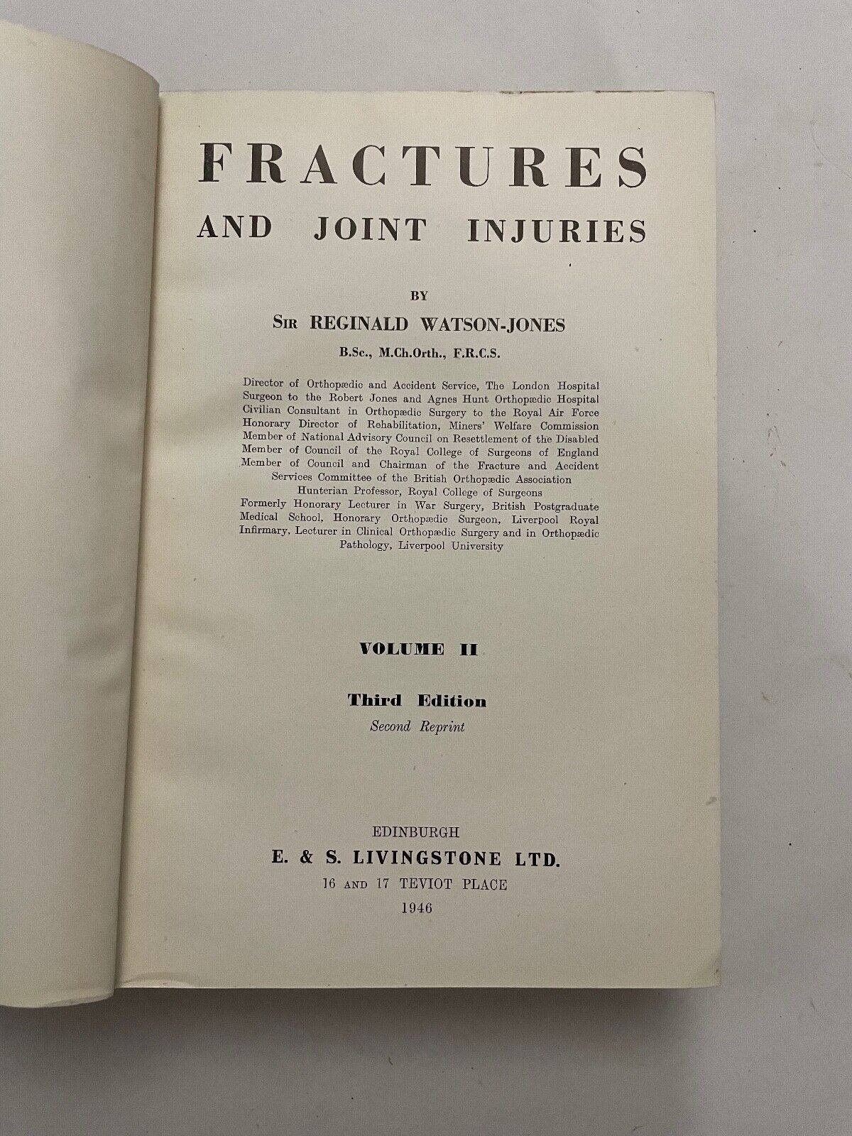 Fractures and Joint Injuries by Reginald Watson-Jones