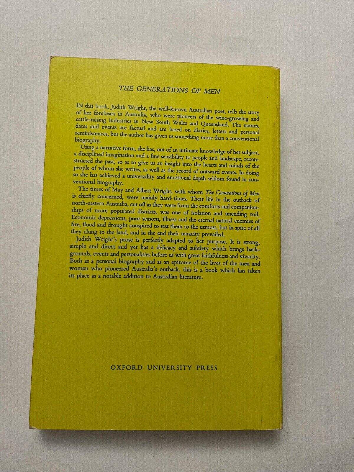 The Generations of men by Judith Wright