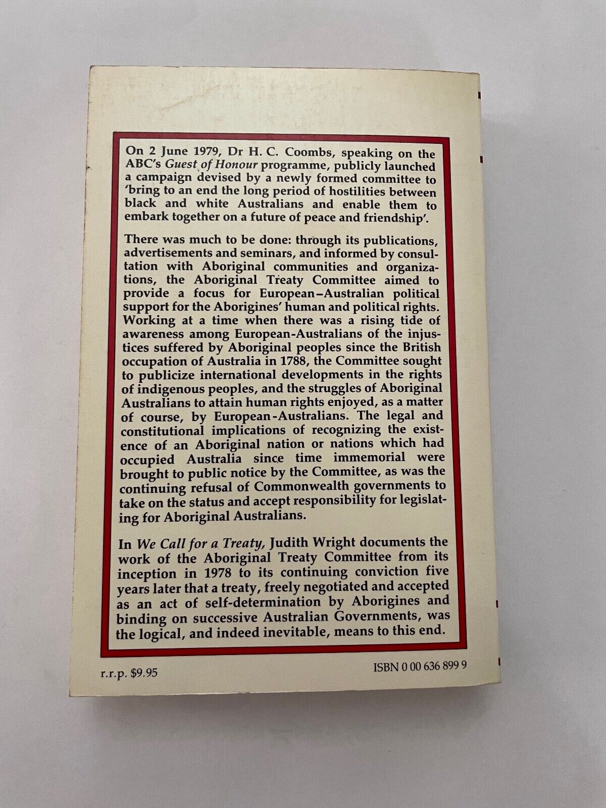 We Call for a Treaty by Judith Wright ~ 1985 ~ Softcover