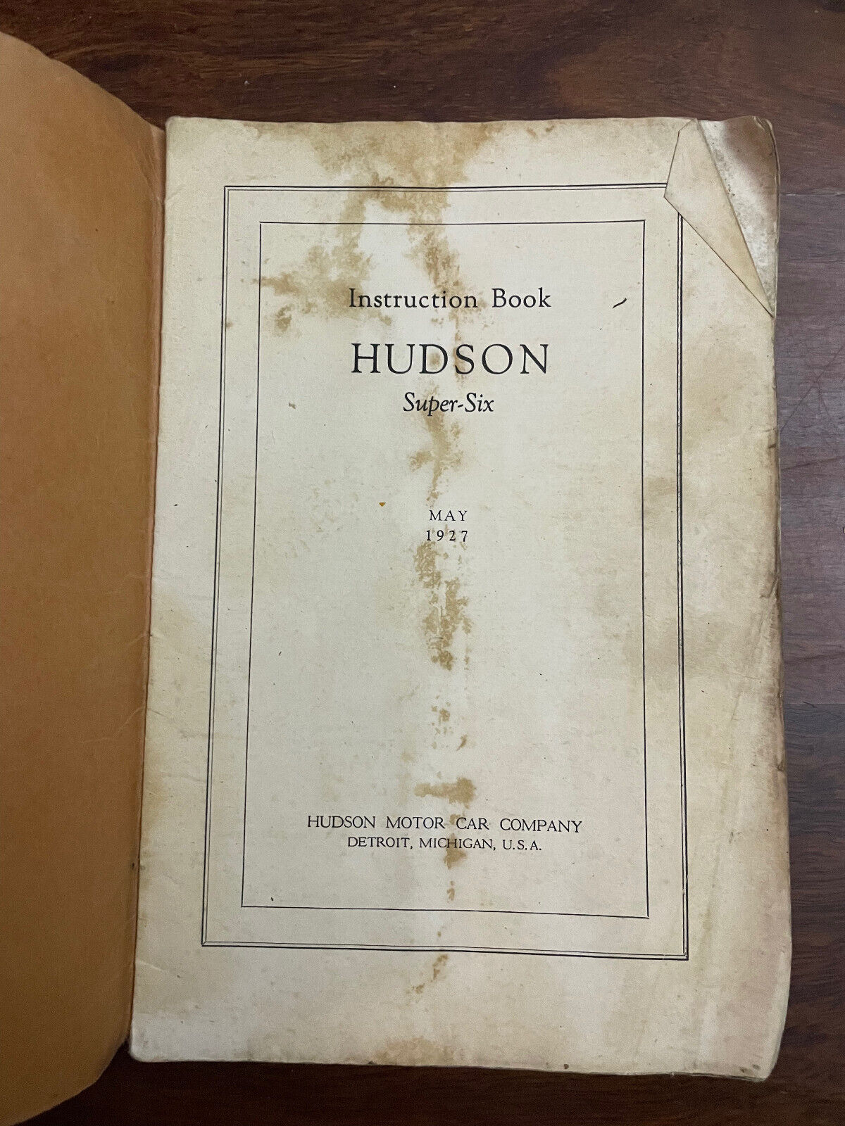 Original 1925 Hudson Super-Six Parts List