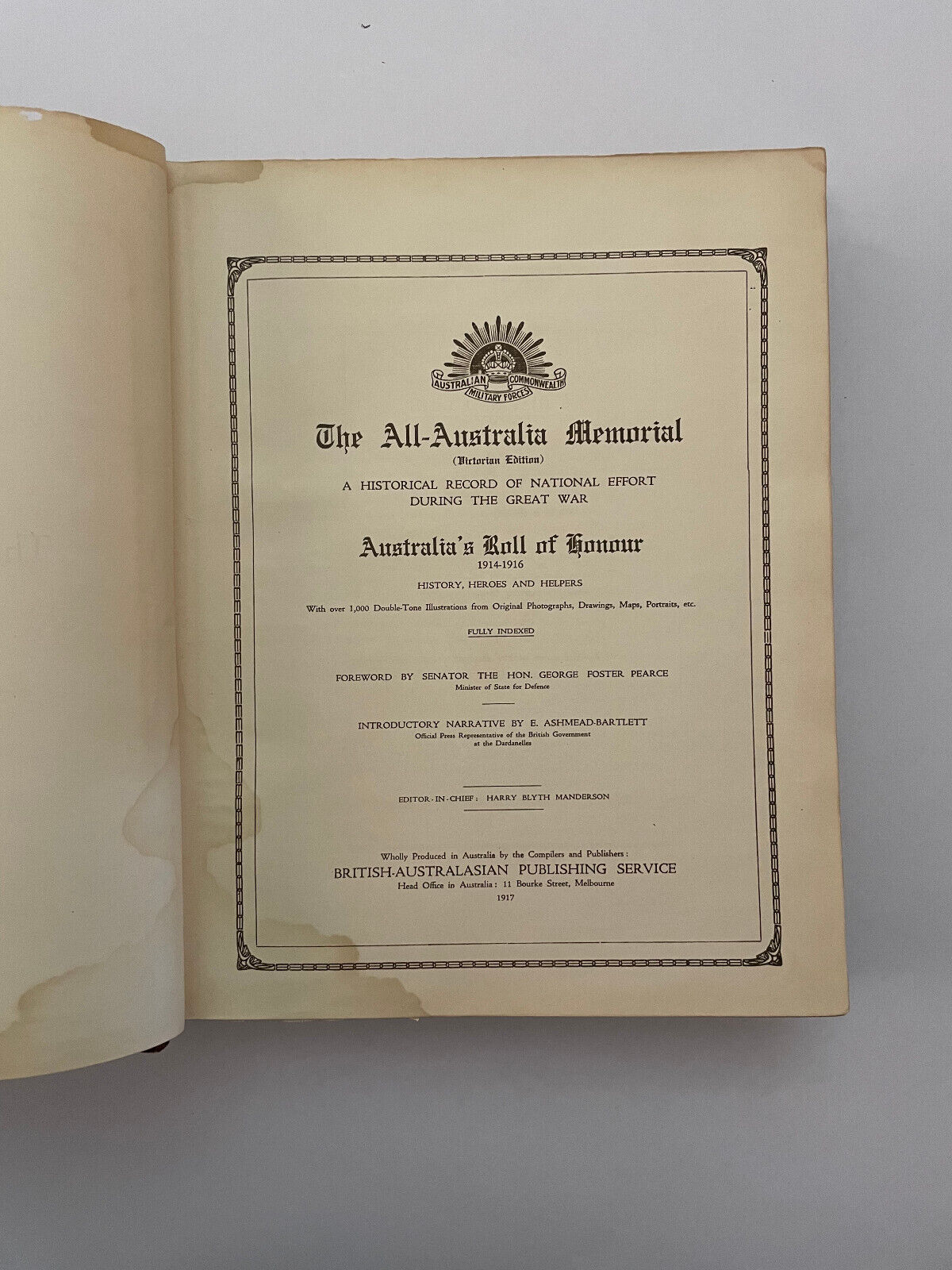 The All-Australia Memorial (Victorian Edition). A Historical Record of National