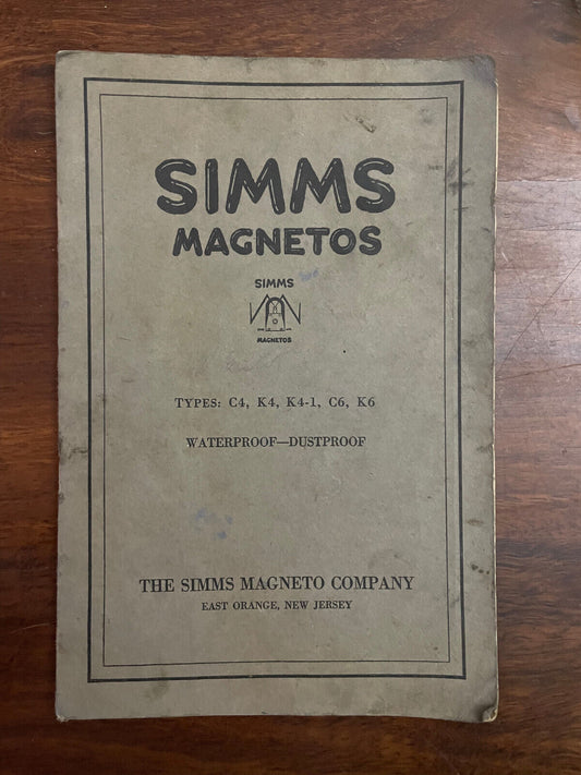 Simms Magnetos Types C4 K4 K4-1 C6 K6 booklet