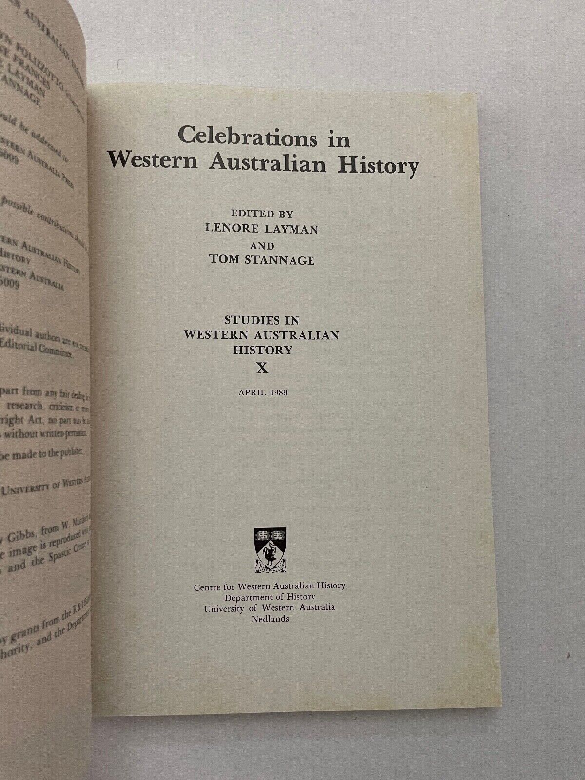 Celebrations in Western Australian History, Studies in Western Australian Histor