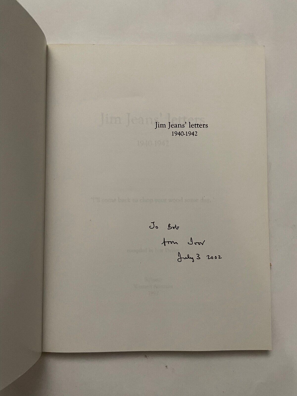 Jim Jeans' letters 1940-1942 Compiled by Ivor Davies