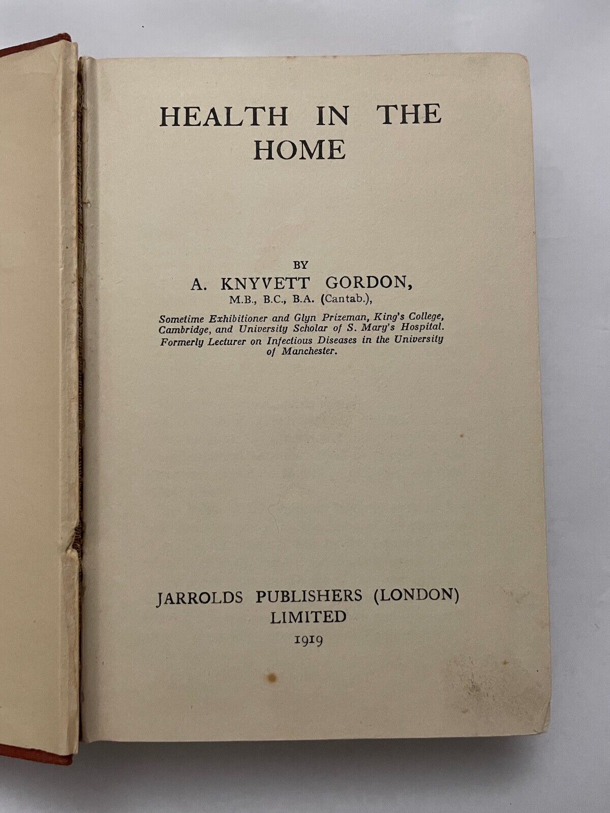 Health in the Home by A Knyvette Gordon (Hardcover, 1919)