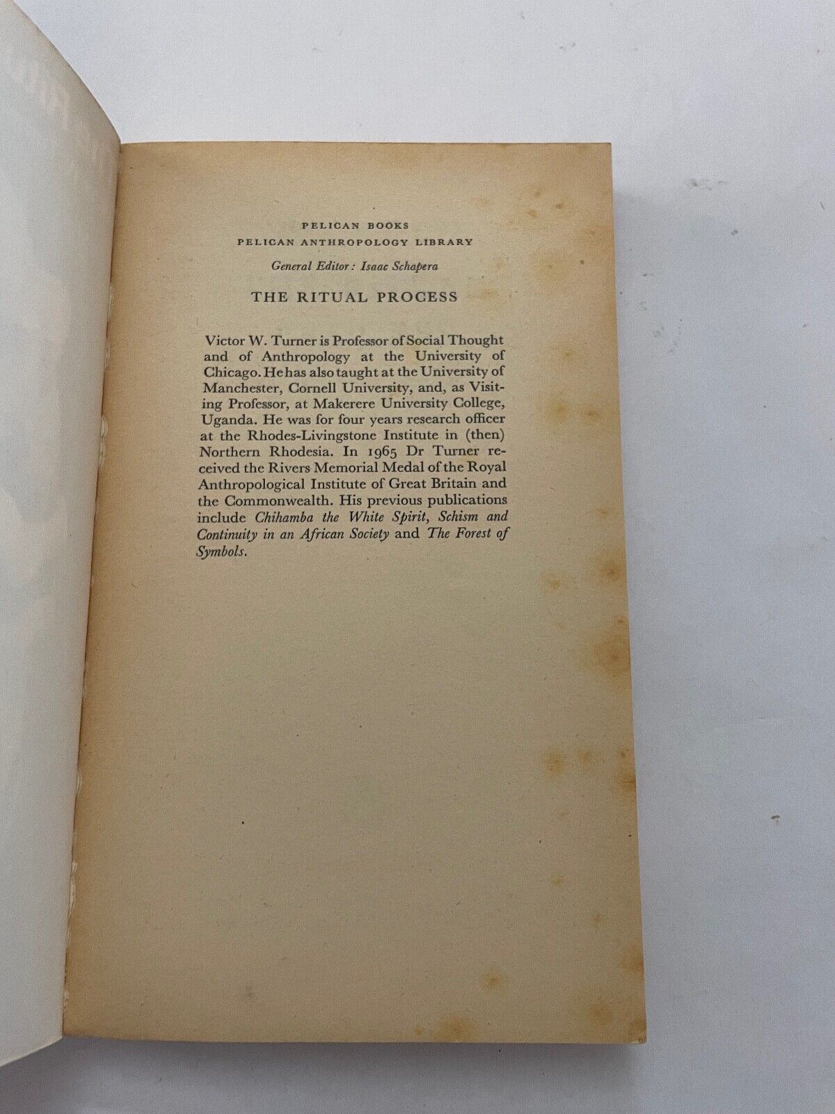 The Ritual Process by Victor W Turner