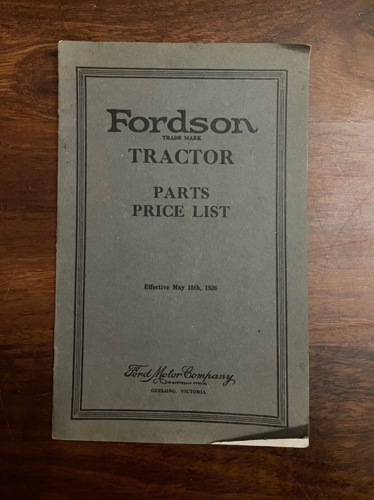 Original Fordson Tractor 1926 parts price list manual/paperback