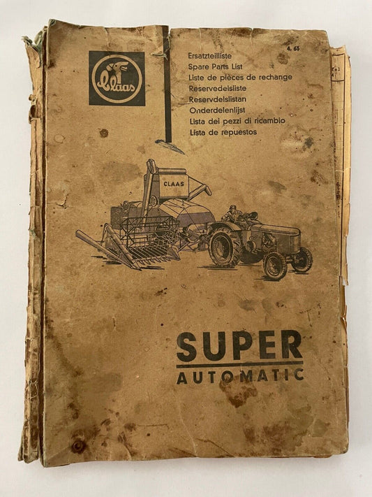 Claas Tractor Super Automatic Parts List