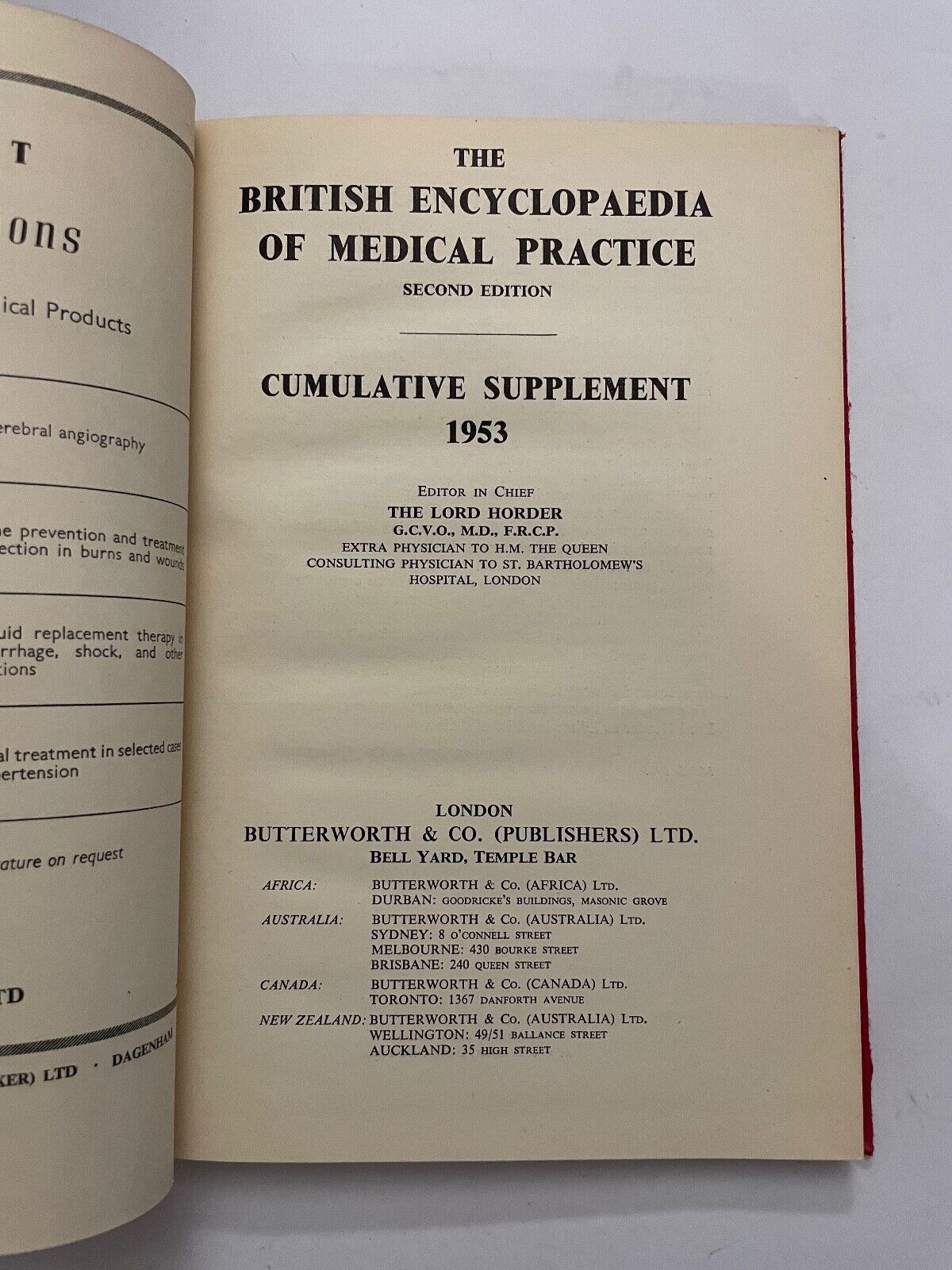 The British Encyclopaedia of Medical practice 1953 supplement