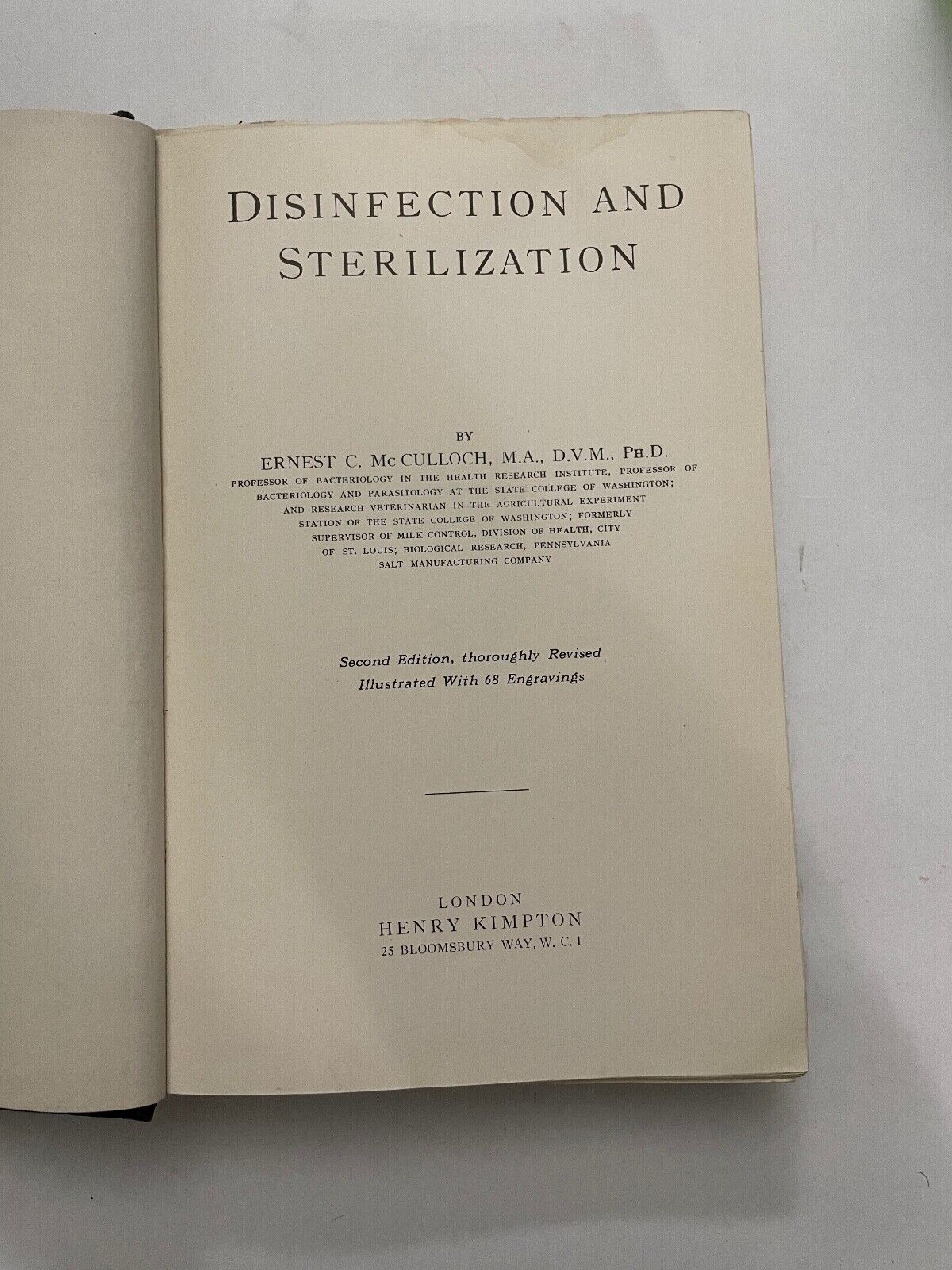 Disinfection And Sterilization, Ernest C. McCulloch