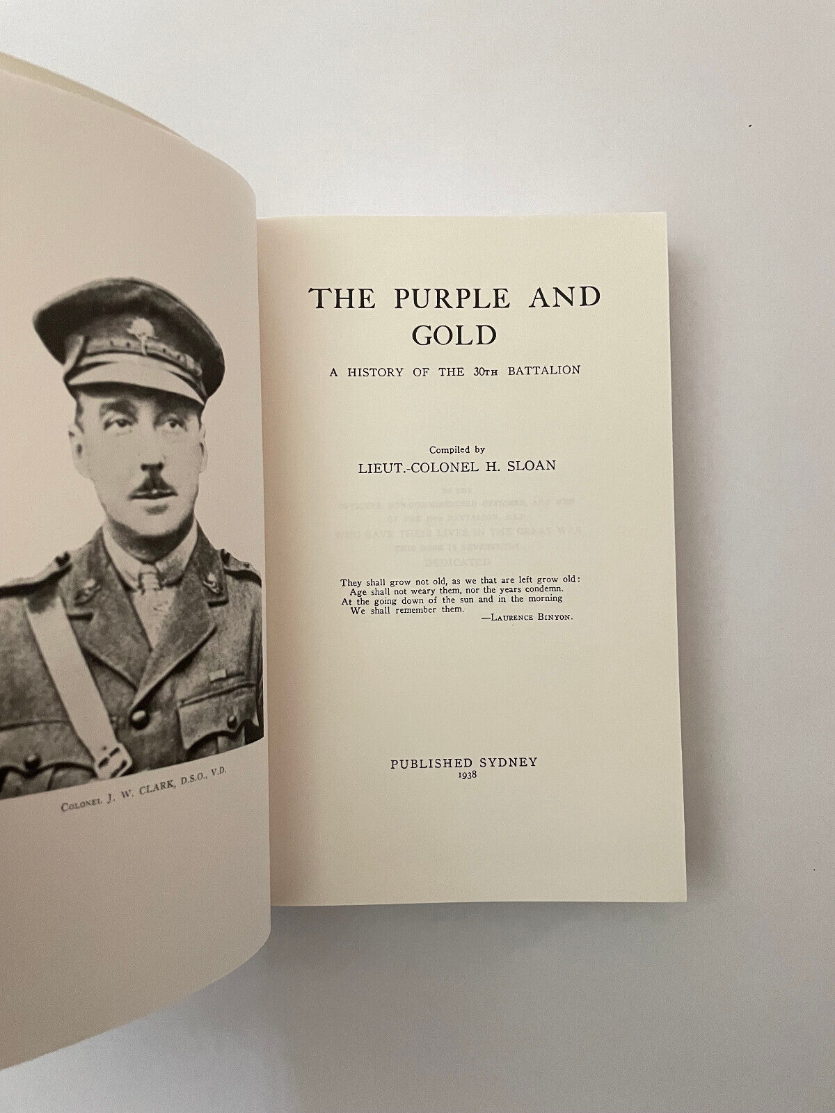The Purple and Gold. A History of the 30th Battalion SLOAN, Lieut-Colonel H.