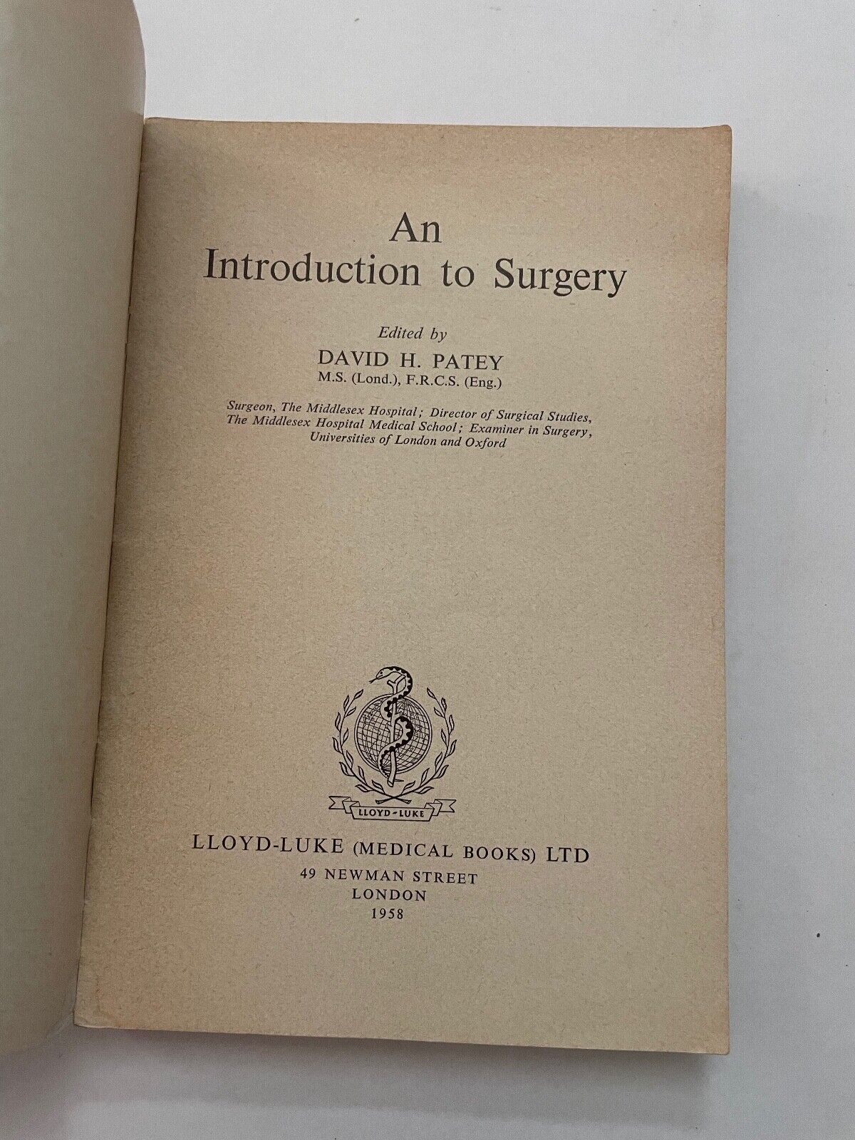An Introduction to Surgery by David Patey