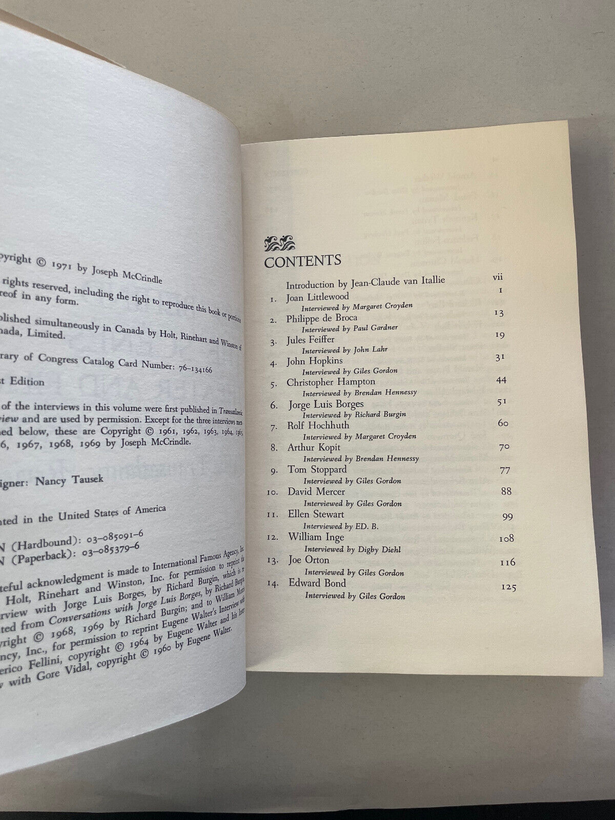 McCrindle, Joseph  BEHIND THE SCENES Theater and Film Interviews from the Transa